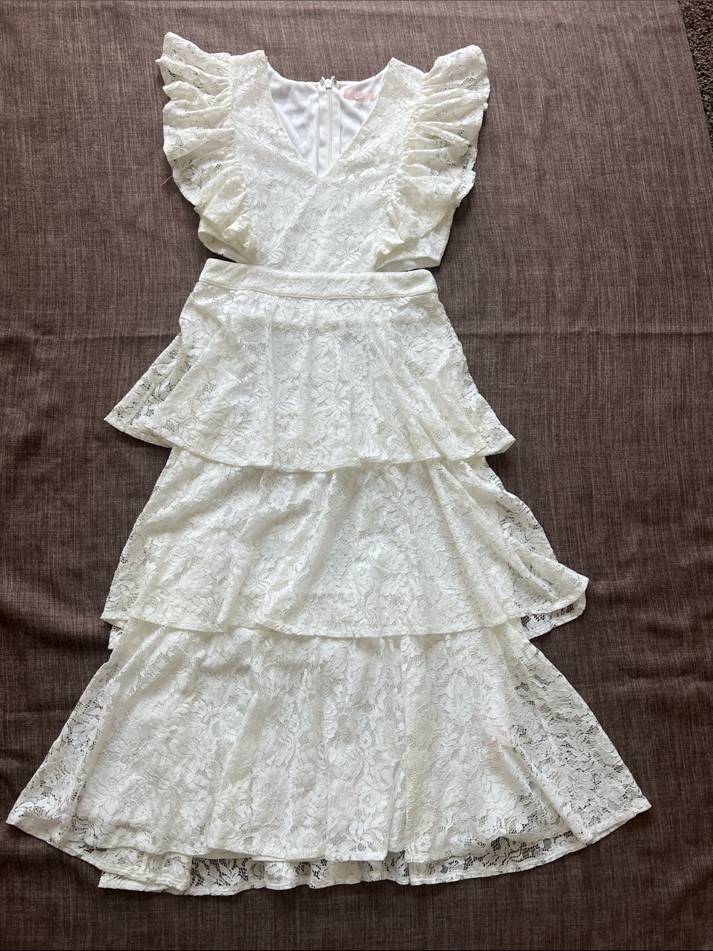 Lovecoolatte Maxi Dress with Ruffle Cap Sleeves